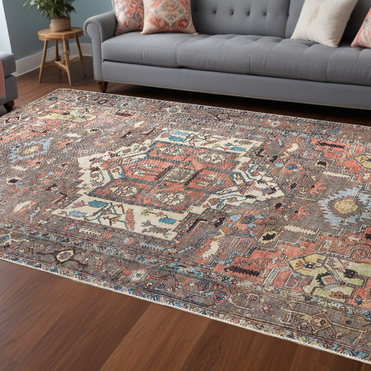 Edge Collections - 8' X 10' - Brown - Floral Area Rug for Home Comfort - 1 Piece